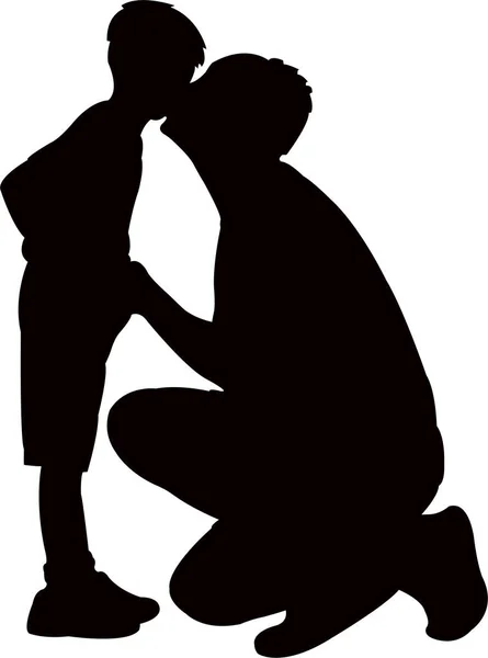 Father Kissing His Son Silhouette Vector — Stock Vector