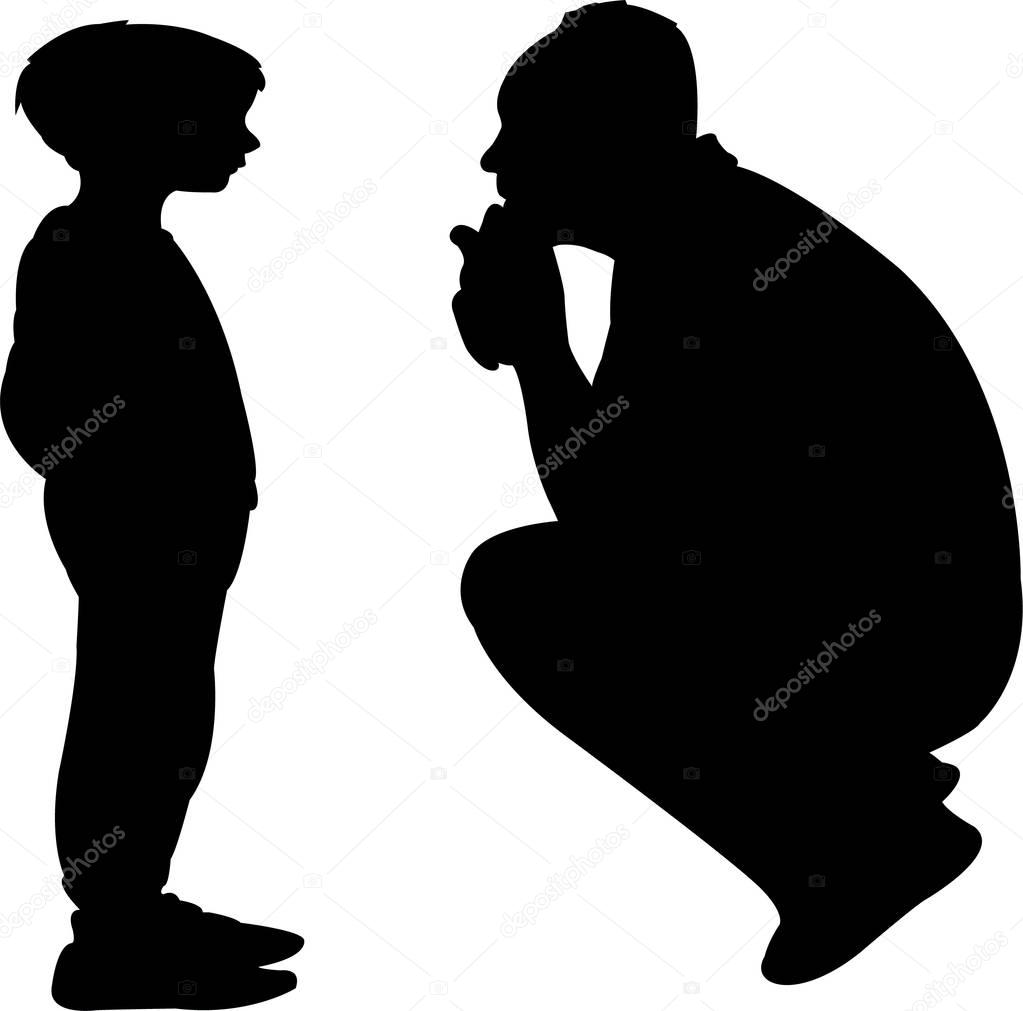 Download Father Talking His Son Silhouette Vector — Stock Vector ...
