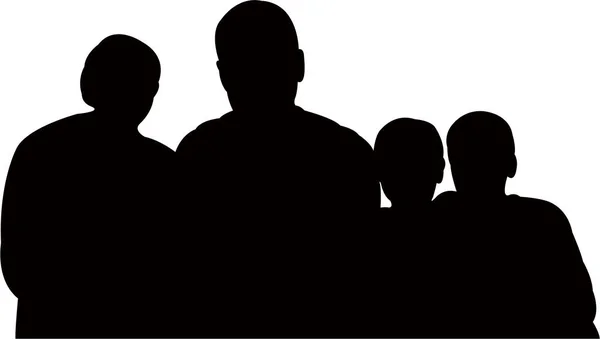 Family Portrait Silhouette Vector — Stock Vector