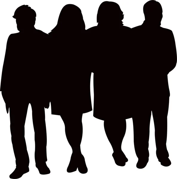 People Together Silhouette Vector — Stock Vector