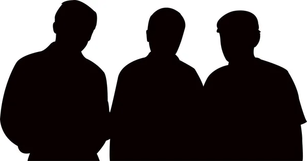 Trois Hommes Ensemble Vecteur Silhouette — Image vectorielle