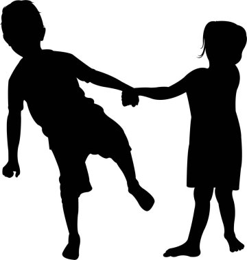 koşma, oynayan çocuklar, siluet vektör