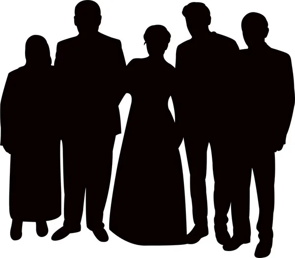 Family Portrait Silhouette Vector — Stock Vector