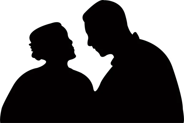Couple Faisant Chat Vecteur Silhouette — Image vectorielle