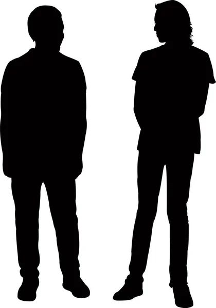 Deux Hommes Corps Silhouette Vecteur — Image vectorielle