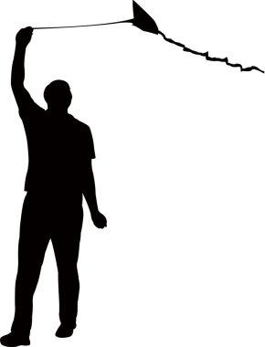 Çaylak, siluet vektör uçan adam