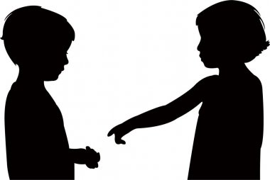 Çocuklar sohbet ediyor, siluet vektörü