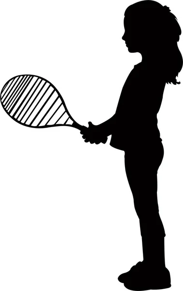 Tennis Player Girl Silhouette Vector — Stock Vector