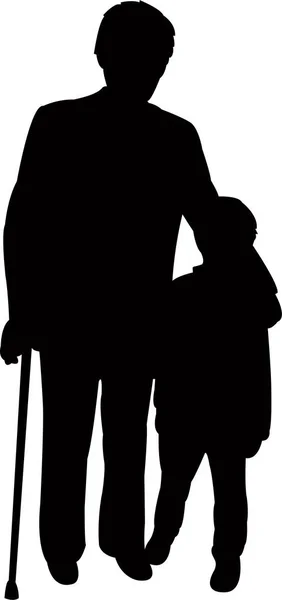 Dady Son Together Silhouette Vector — Stock Vector
