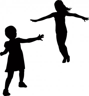 çalışan, chilren vücut siluet vektör