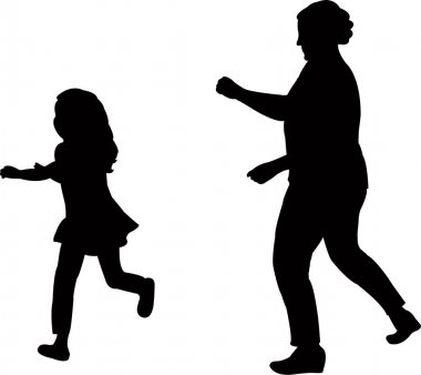 Anne ve kızı oynamak, siluet vektör