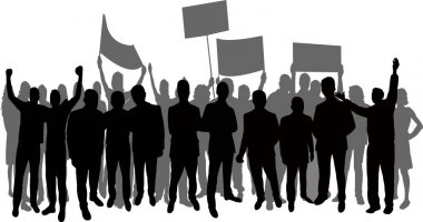 Grup protesto, insan siluet vektör