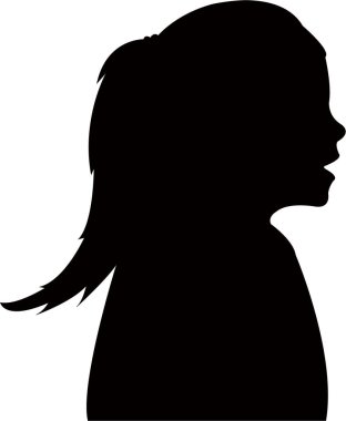 bir kız baş siluet vektörü