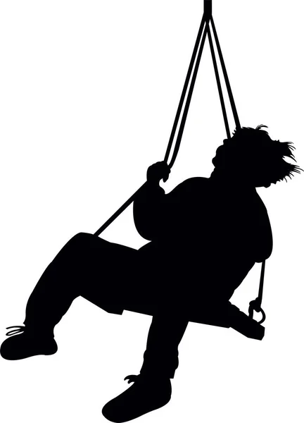 Een Jongen Swingende Silhouet Vector — Stockvector