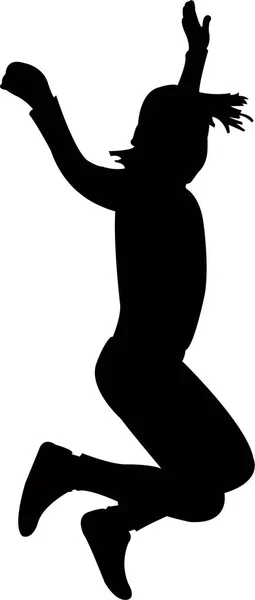 Une Fille Sautant Dansant Silhouette Vecteur — Image vectorielle