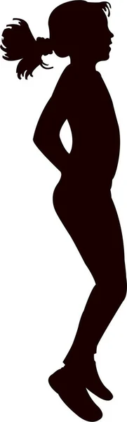 Une Fille Sautant Dansant Silhouette Vecteur — Image vectorielle