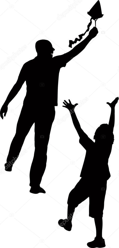 Father son silhouette | Father Son Flying Kite Silhouette ...
