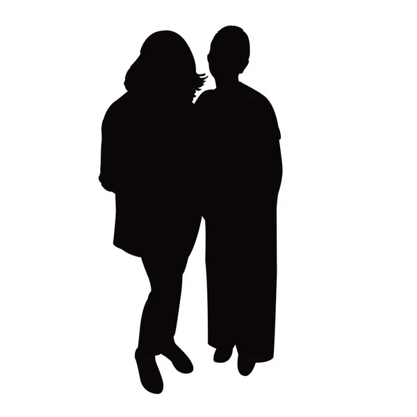 Two Women Together Silhouette Vector — Stock Vector