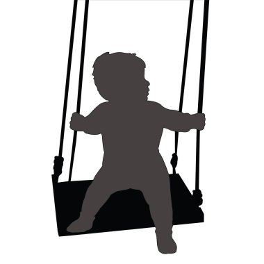 sallanan, çocuk siluet vektör