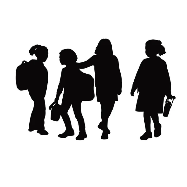 Tous Les Enfants Ensemble Vecteur Silhouette — Image vectorielle