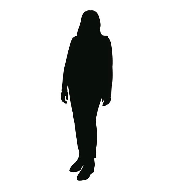 Una Mujer Caminando Cuerpo Silueta Vector — Vector de stock