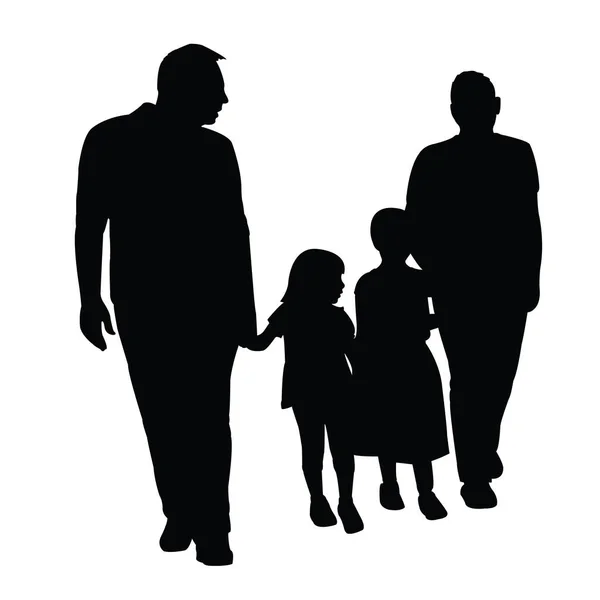 幸せな家族の肖像画シルエットベクトル — ストックベクタ