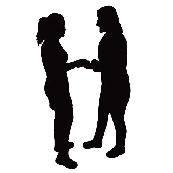 チャットをする2人の女性シルエットベクトル — ストックベクタ