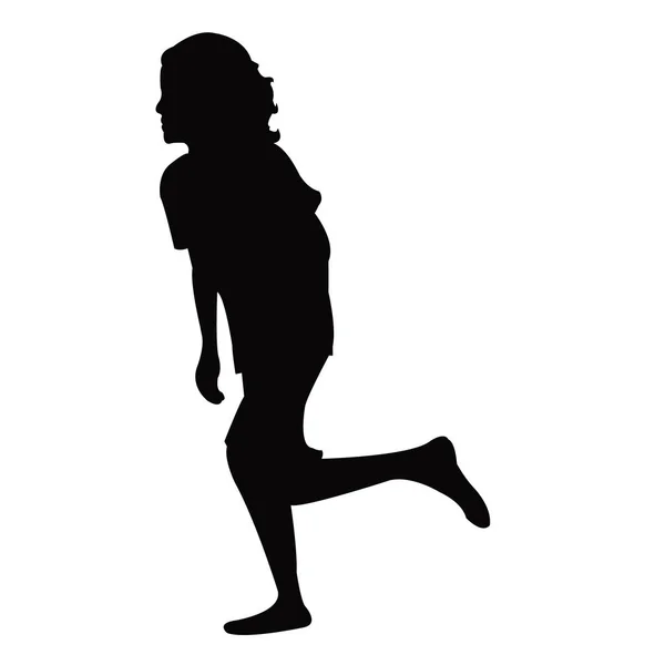 Niño Corriendo Cuerpo Silueta Vector — Vector de stock