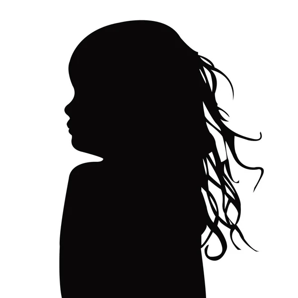 Una Niña Cabeza Silueta Vector — Vector de stock