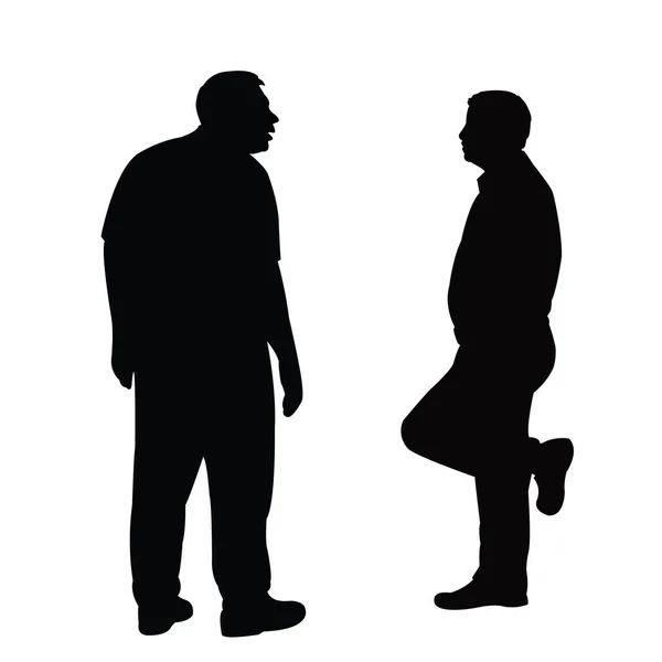 Dos Hombres Haciendo Chat Silueta Vector — Archivo Imágenes Vectoriales