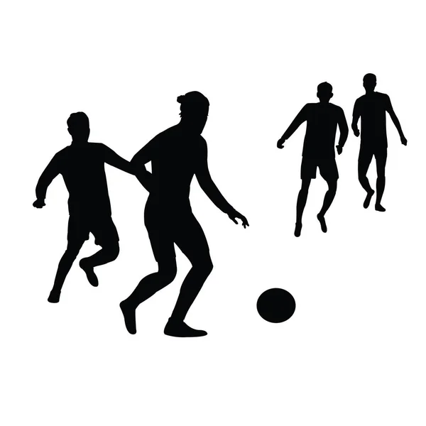 Hommes Jouant Football Vecteur Silhouette — Image vectorielle