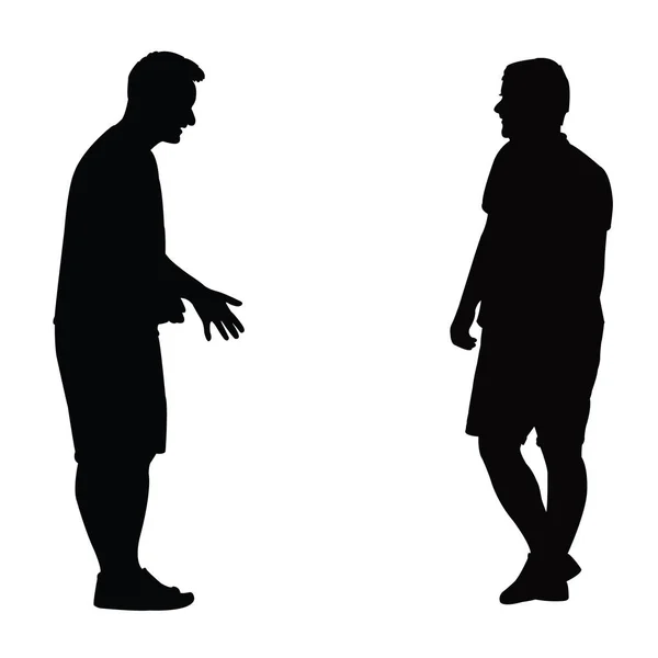 Deux Hommes Faisant Chat Vecteur Silhouette — Image vectorielle