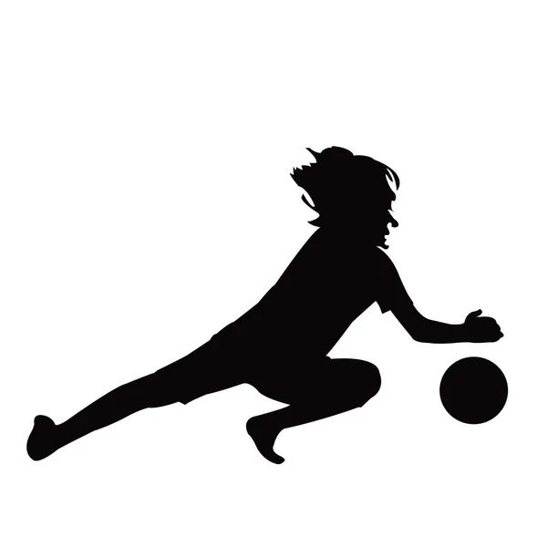 Boy Playing Ball Silhouette Vector — Stock Vector