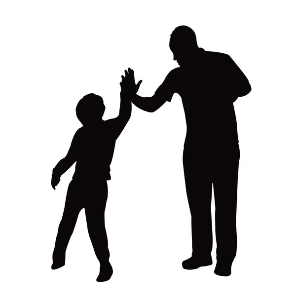父と息子の遊びシルエットベクトル — ストックベクタ