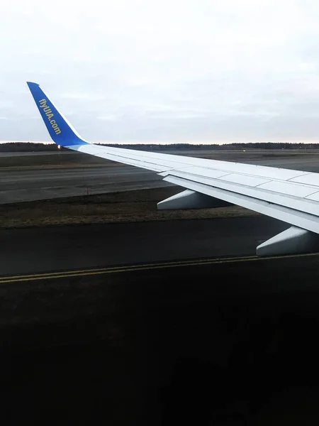 Вид Окна Самолета Boeing Швеция — стоковое фото