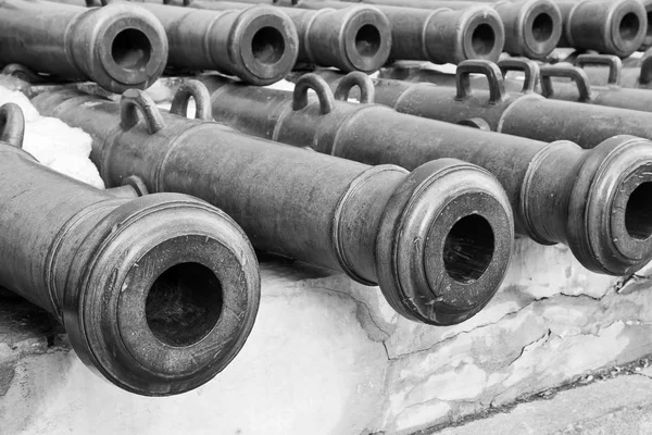 Old weapon trunks of ancient guns monochrome tone — Stock Photo, Image