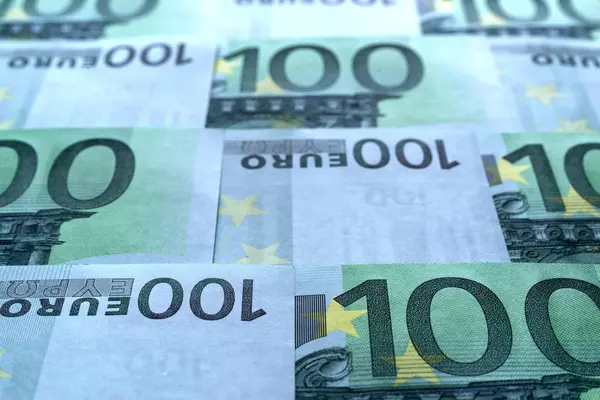 Életlen a háttérben egy kollázs a bankjegyek euro — Stock Fotó
