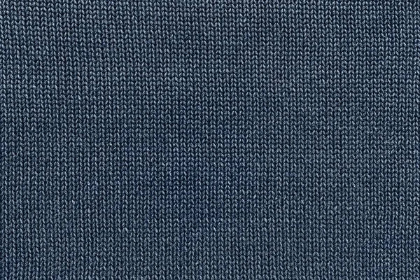 Donker blauwe gebreide textuur van de stof — Stockfoto