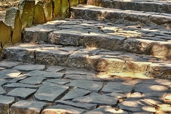 Old Ancient Staircase Stone Steps Outdoors Closeup Abstract Background — Stock Photo, Image