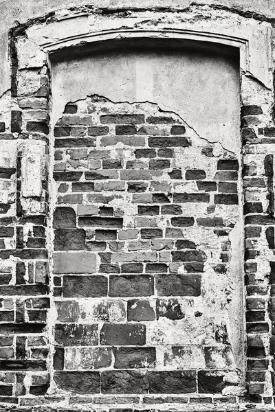 Ancient Frame Niche Old Brick Wall Vintage Textured Background Monochrome — Stock Photo, Image