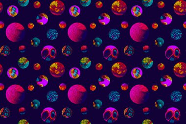 Bright modern pattern with circles and multicolor abstract lines. Dynamic ornament. Used for design print textile, wall wallpaper.