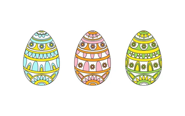 Set Traditioneller Ostereier Mit Ornamenten Farbbild Gestaltungselement Vektorillustration — Stockvektor
