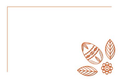 Paskalya yumurtası. Mesajlaşmak için bir yer var. Beyaz arka planda, dekoratif bir Paskalya yumurtası çizimi, yapraklar ve çiçeklerle süslenmiş. Dekor elemanı. Vektör illüstrasyonu.