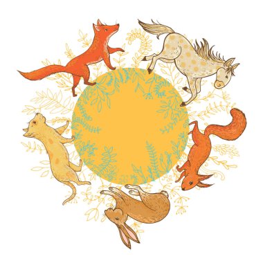 Vektör hayvanların ruhuna çiçek çelenk