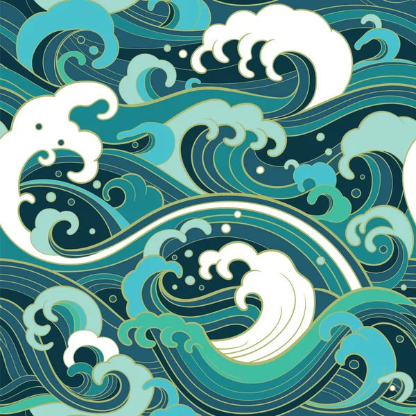 水の波で海洋のシームレス パターン — ストックベクタ