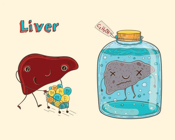 Cartoon character human liver — Stock Vector