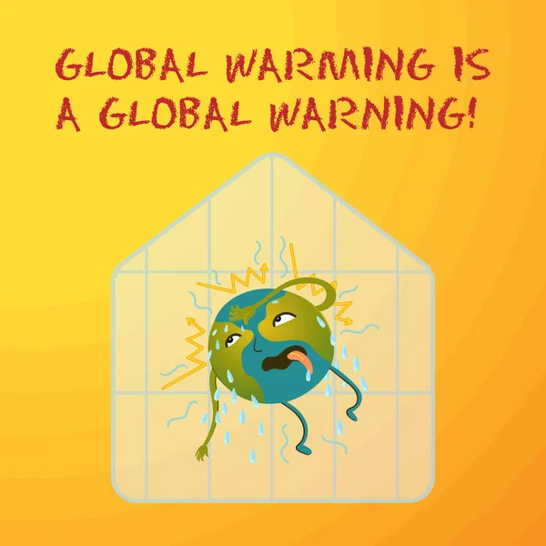地球的生态概念说明 它是热的和汗流浃背的 温室效应 全球变暖是一个全球警告 — 图库矢量图片