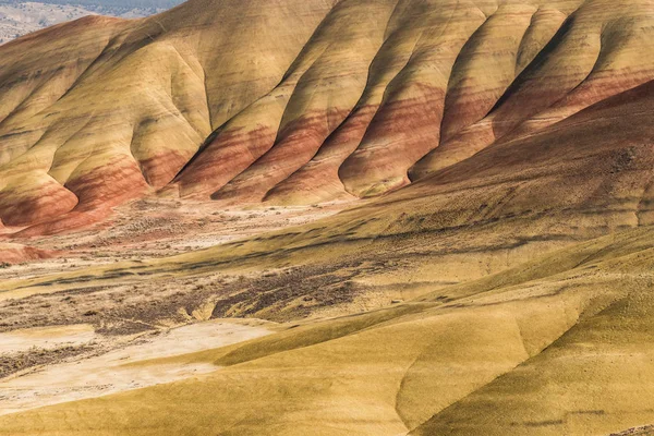 Szczegóły suchy, falisty i kolorowy krajobraz Malowane Wzgórza — Zdjęcie stockowe