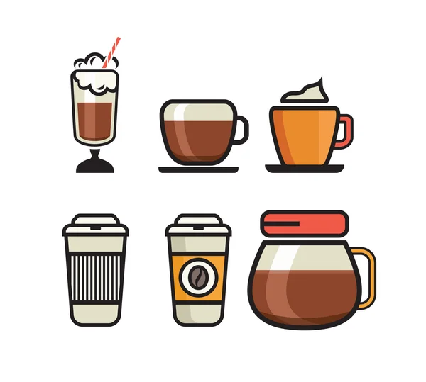 Kahve simgeler - düz kahve simgeler — Stok Vektör