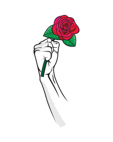 玫瑰在手 — 图库矢量图片
